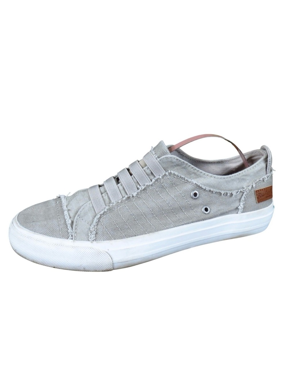Blowfish Women's Distressed Canvas Slip-On Sneaker in Light Gray